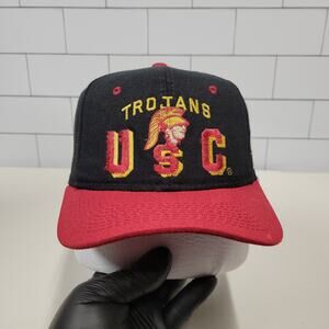 Vintage USC Trojans Youngan Adjustable Hat Black Red NCAA College 90s